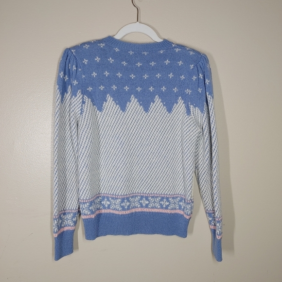 Susan Bristol Vintage Hand Embroidered Wool Shetland Winter Sweater 38 - Picture 2 of 12
